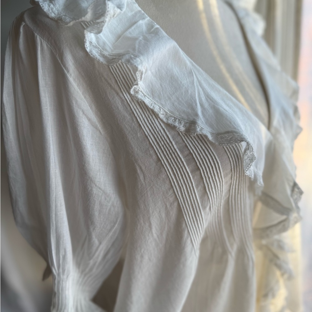 Doen Henri Ivory Ruffle Blouse, New!! Size XL - Picture 5 of 8